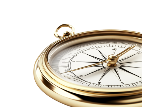 Isolated Golden Round Compass
