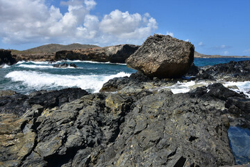 Wild Raucuous Waves Splashing on Lava Rocks