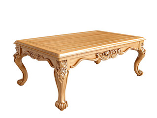Isolated Ornate Wooden Coffee Table