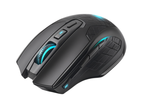 Isolated Ergonomic Gaming Mouse with Blue Lights