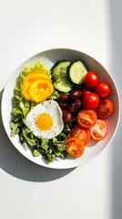 Vibrant and Healthy Breakfast Bowl with Fresh Vegetables and Egg