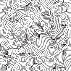 Pattern for coloring book. Hand drawn swirls, ringlets, sea waves, Van Gogh sky. Doodle, vector, zentangle design element. Adult coloring book.