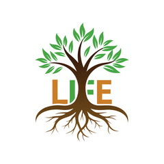 green tree and ecology logo design