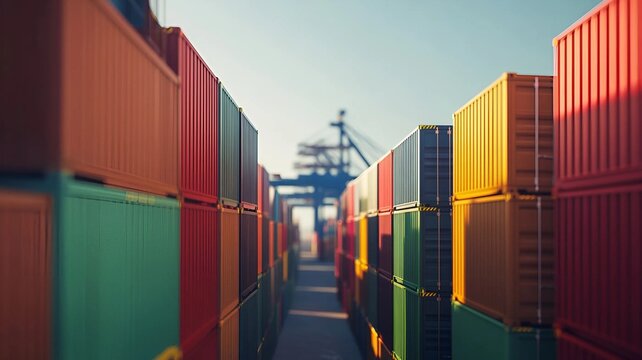 Transporte Log&iacute;stica de env&iacute;o internacional de carga de contenedores y avi&oacute;n de carga en patio de contenedores, transporte de carga, env&iacute;o internacional global.