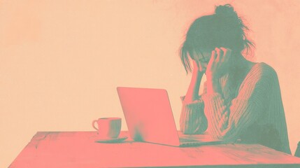 Contemplative Woman Facing Job Loss: Comfort and Anxiety During Unemployment Search via Telecommuting at Home