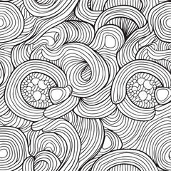 Pattern for coloring book. Hand drawn swirls, ringlets, sea waves, Van Gogh sky. Doodle, vector, zentangle design element. Adult coloring book.