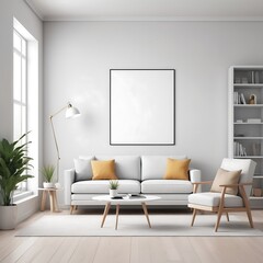 modern living room with furniture, Bright and Spacious Living Room with White Sofa and Trendy Aesthetic, Minimalist Living Room with White Sofa, Natural Light, and Elegant Ambiance