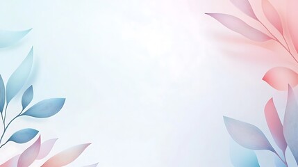 Delicate pastel leaves frame a soft white background