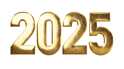 2025 Year text in gold, Happy new year 2025