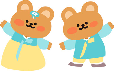 설날 인사 하는 곰돌이