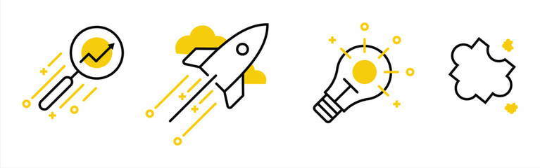 startup icon. Innovation, Business Growth, and Strategic Ideas