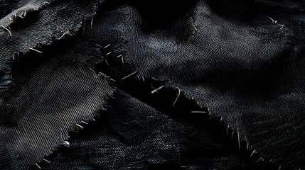 Dark Fabric Ripped And Torn Showing Texture