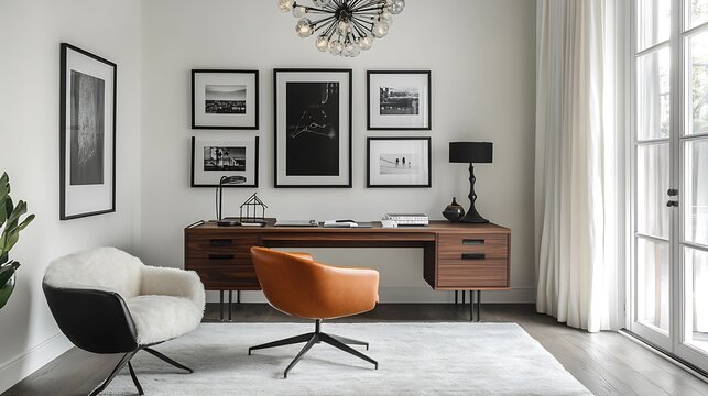 Contemporary home office setup minimalist urban interior design