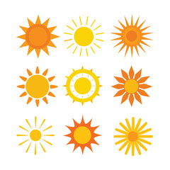 set of sun icons vector symbol 