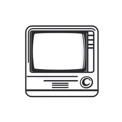 Retro Television Illustration Simple Outline Design