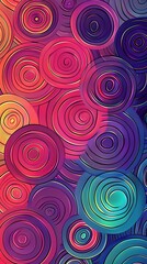 A vibrant abstract pattern featuring colorful concentric circles.