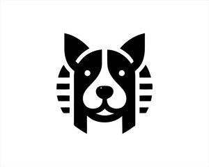 Dog Logo design template. Dog head icon. Vector illustration. Simple silhouette. Flat style. Cartoon dog face logo. Animal logotype concept. 