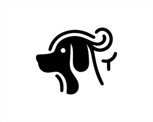 Dog Logo design template. Dog head icon. Vector illustration. Simple silhouette. Flat style. Cartoon dog face logo. Animal logotype concept. 
