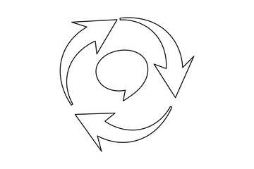 Speech bubble one line drawing of minimalist vector icon with black and white 
