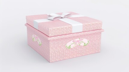 Beautiful isolated gift box sitting alone on clean white background. Waiting to be opened and bring joy, the gift box with its neat appearance being an attractive item for various occasions like birth