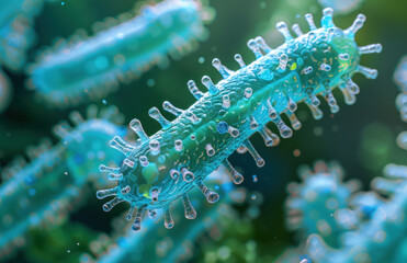 Naklejka premium Blue pathogenic bacteria.. 