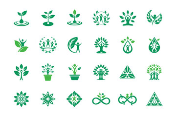 eco friendly growing concept logo set 