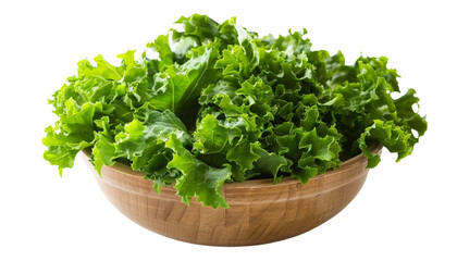 Fresh Green Lettuce in Wooden Bowl 