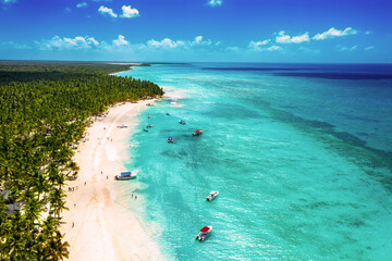 Tropical Caribbean beach from above, Dominican Republic