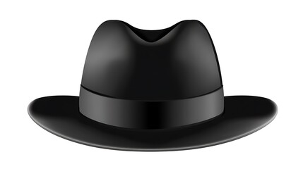 Fototapeta premium A black fedora hat graphic with a prominent, darker ribbon.
