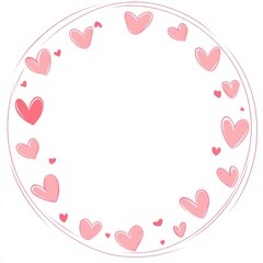 Pink Hearts Forming A Circular Frame Design