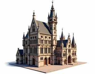 Obraz premium Magnificent European style architectural design from the 1500s isolated on white background