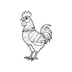  hen line art and silhouettes of hen chicken. vector Illustration