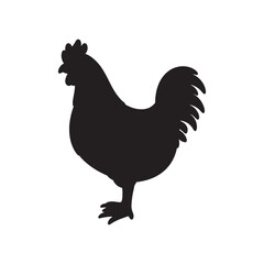  hen line art and silhouettes of hen chicken. vector Illustration