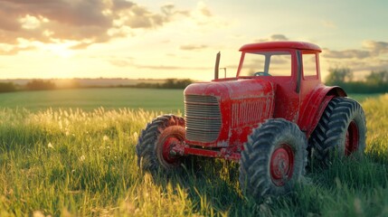 Rustic Tractor in Golden Hour Light