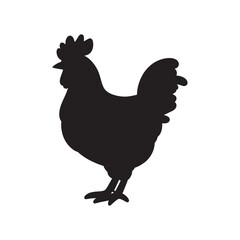  hen line art and silhouettes of hen chicken. vector Illustration