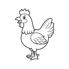  hen line art and silhouettes of hen chicken. vector Illustration