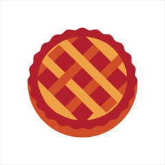 Traditional Pie Design with Lattice Top and Fruit Filling Vector.