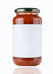 Glass Pasta Sauce Jars Isolated on White Background