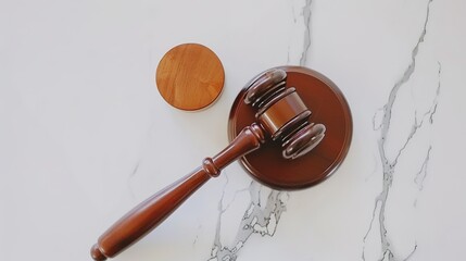 Solemn judge's gavel lying impressively on clean white background. This important tool symbolizes authority and the solemnity in the courtroom, playing a crucial role when making decisions and maintai