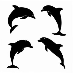 Dolphin Silhouette Vector Collection.