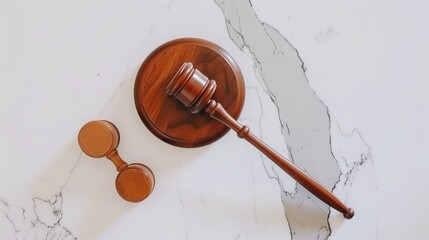 Solemn judge's gavel lying impressively on clean white background. This important tool symbolizes authority and the solemnity in the courtroom, playing a crucial role when making decisions and maintai