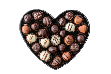 Box of Dark and Milk Chocolates Isolated on Transparent Background