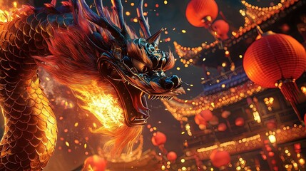 the great dragon come to join celebrate lunar year 2025
