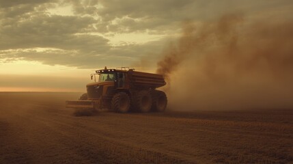 Fototapeta premium Warm Farming Scene with Soft Light and Dusty Background