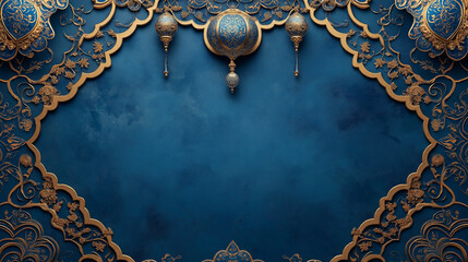 arabic elegant luxury ornamental islamic background with islamic pattern border and decorative hanging ornament. Generative Ai