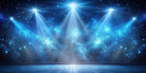 A Cosmic Stage Illuminated by Spotlights and Adorned with a Sparkling Galaxy of Stars