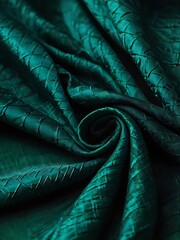 realistic photo of flowing green cloth