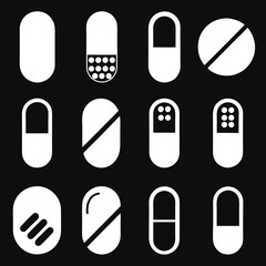 set of pills icons