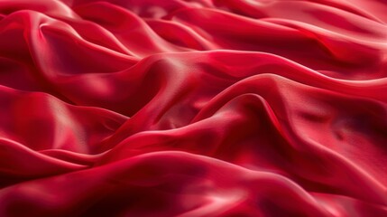 Obraz premium Red Silk Fabric with Flowing Waves.