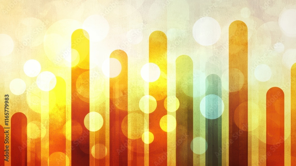 Poster abstract background with colorful vertical lines and soft bokeh effects